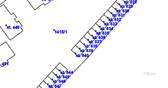 Parcela st. 638 v KÚ Holýšov, Katastrální mapa