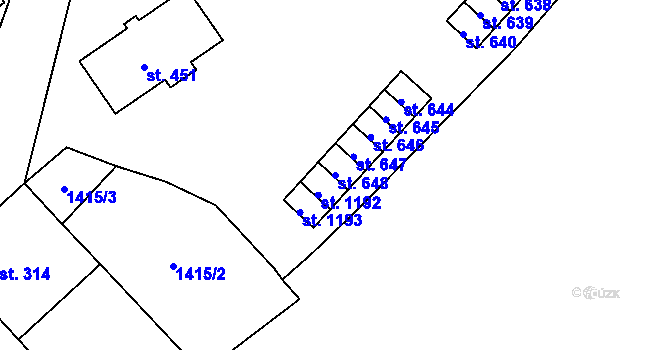 Parcela st. 648 v KÚ Holýšov, Katastrální mapa