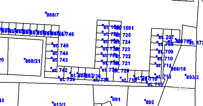 Parcela st. 729 v KÚ Holýšov, Katastrální mapa