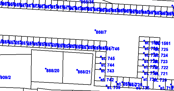 Parcela st. 749 v KÚ Holýšov, Katastrální mapa