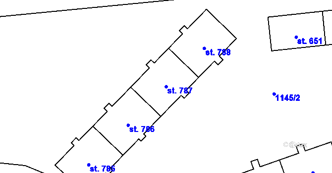 Parcela st. 787 v KÚ Holýšov, Katastrální mapa