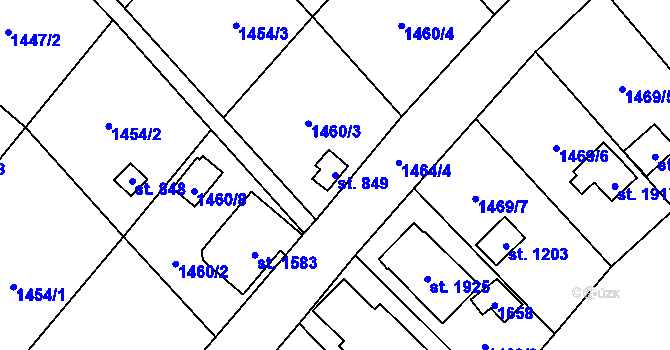 Parcela st. 849 v KÚ Holýšov, Katastrální mapa