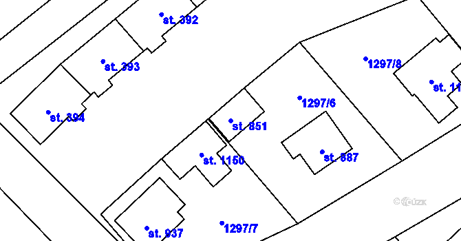 Parcela st. 851 v KÚ Holýšov, Katastrální mapa