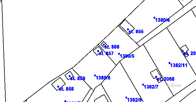 Parcela st. 857 v KÚ Holýšov, Katastrální mapa