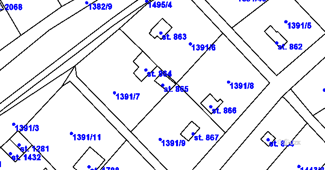 Parcela st. 865 v KÚ Holýšov, Katastrální mapa