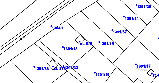Parcela st. 872 v KÚ Holýšov, Katastrální mapa