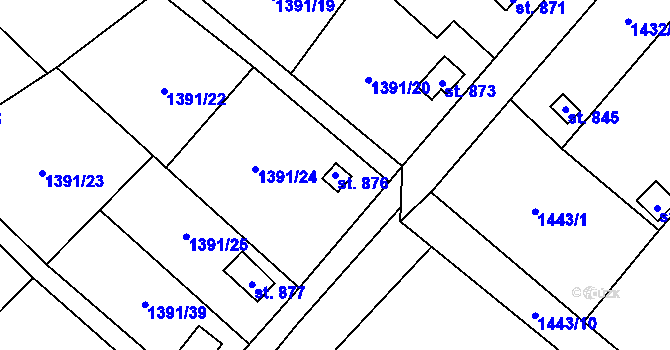 Parcela st. 876 v KÚ Holýšov, Katastrální mapa