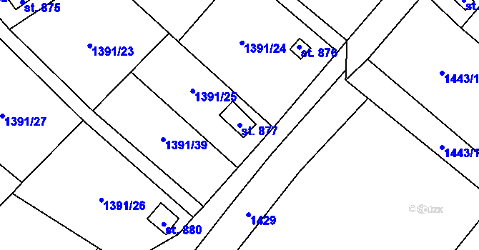 Parcela st. 877 v KÚ Holýšov, Katastrální mapa