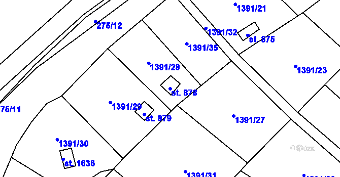 Parcela st. 878 v KÚ Holýšov, Katastrální mapa