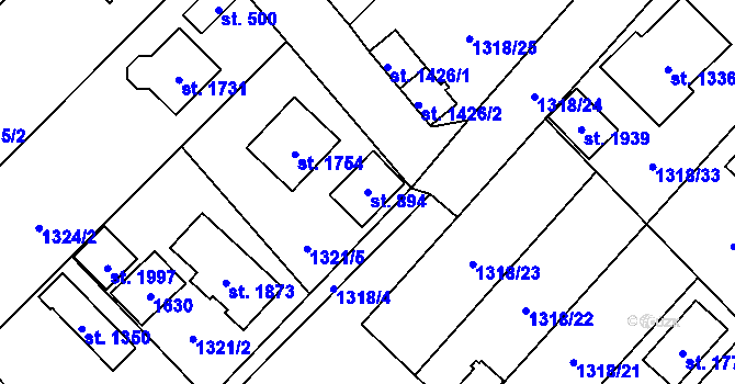 Parcela st. 894 v KÚ Holýšov, Katastrální mapa