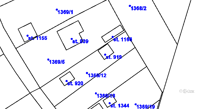Parcela st. 919 v KÚ Holýšov, Katastrální mapa