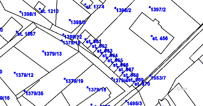 Parcela st. 964 v KÚ Holýšov, Katastrální mapa