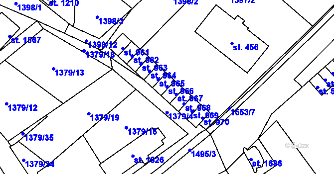 Parcela st. 966 v KÚ Holýšov, Katastrální mapa
