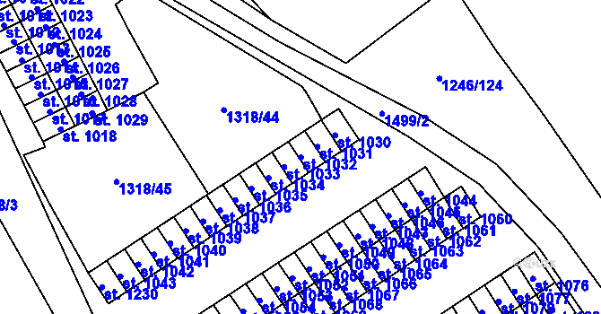 Parcela st. 1032 v KÚ Holýšov, Katastrální mapa