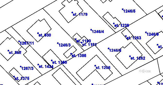 Parcela st. 1181 v KÚ Holýšov, Katastrální mapa