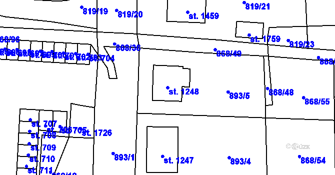 Parcela st. 1248 v KÚ Holýšov, Katastrální mapa