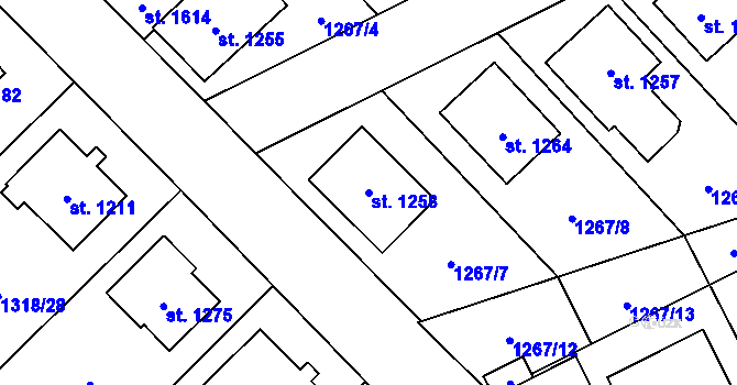 Parcela st. 1258 v KÚ Holýšov, Katastrální mapa