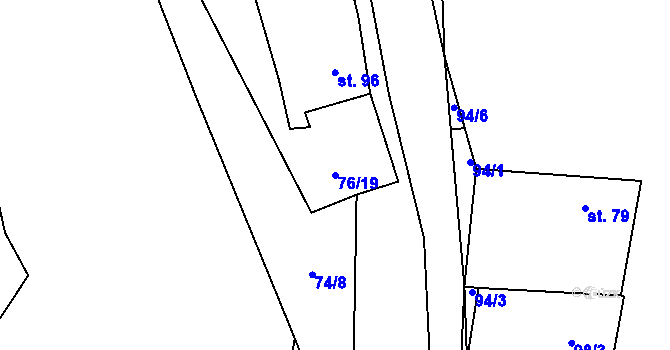 Parcela st. 76/19 v KÚ Holýšov, Katastrální mapa