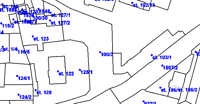 Parcela st. 100/3 v KÚ Holýšov, Katastrální mapa