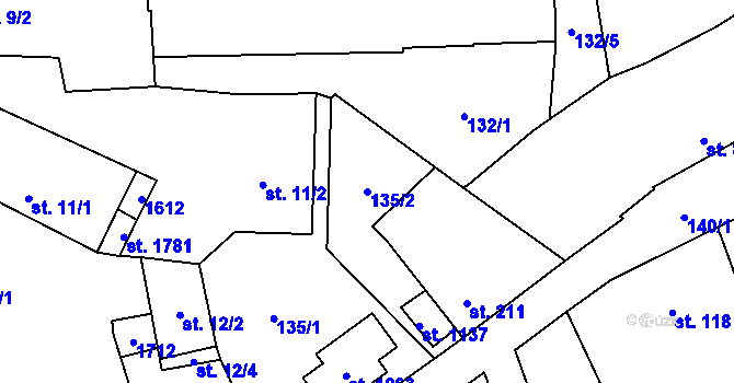 Parcela st. 135/2 v KÚ Holýšov, Katastrální mapa