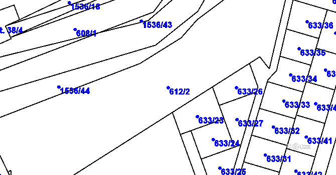 Parcela st. 612/2 v KÚ Holýšov, Katastrální mapa