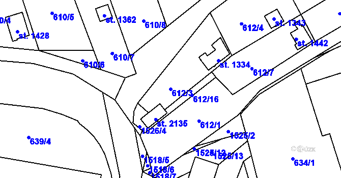 Parcela st. 612/3 v KÚ Holýšov, Katastrální mapa