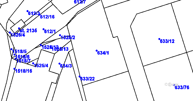 Parcela st. 634/1 v KÚ Holýšov, Katastrální mapa