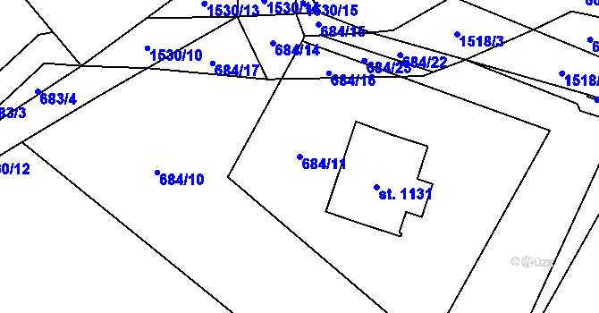 Parcela st. 684/11 v KÚ Holýšov, Katastrální mapa