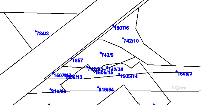 Parcela st. 742/9 v KÚ Holýšov, Katastrální mapa