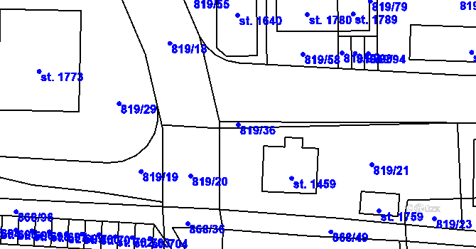 Parcela st. 819/36 v KÚ Holýšov, Katastrální mapa