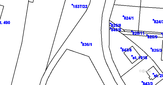 Parcela st. 836/1 v KÚ Holýšov, Katastrální mapa