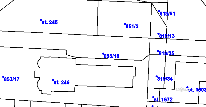 Parcela st. 853/18 v KÚ Holýšov, Katastrální mapa