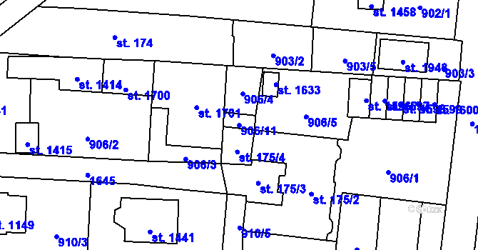 Parcela st. 906/11 v KÚ Holýšov, Katastrální mapa