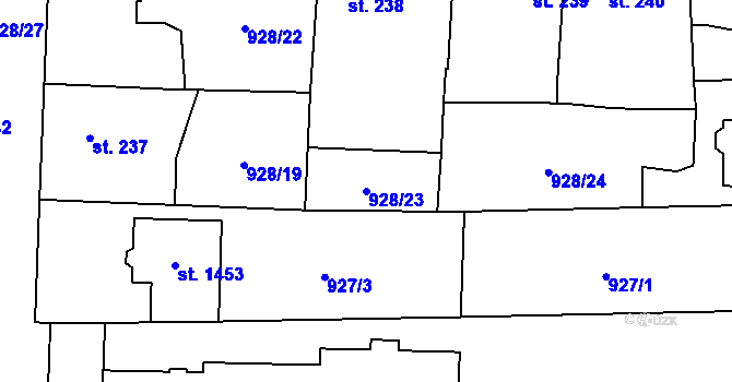 Parcela st. 928/23 v KÚ Holýšov, Katastrální mapa