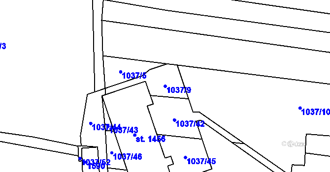 Parcela st. 1037/9 v KÚ Holýšov, Katastrální mapa