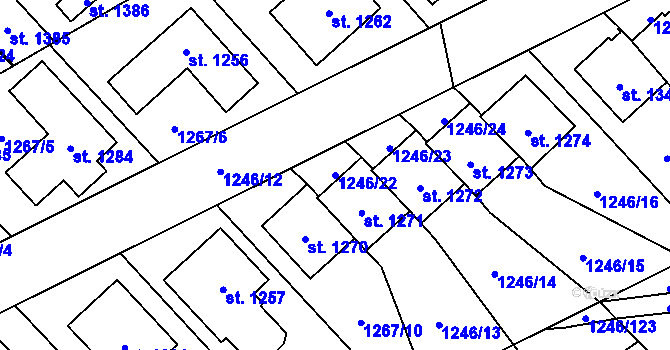 Parcela st. 1246/22 v KÚ Holýšov, Katastrální mapa
