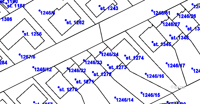 Parcela st. 1246/24 v KÚ Holýšov, Katastrální mapa