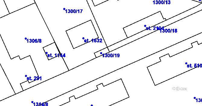 Parcela st. 1300/19 v KÚ Holýšov, Katastrální mapa