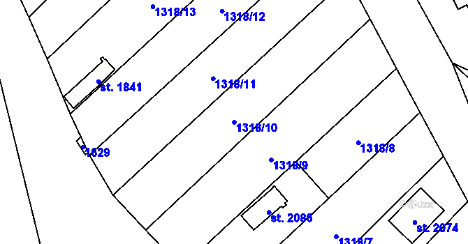 Parcela st. 1318/10 v KÚ Holýšov, Katastrální mapa