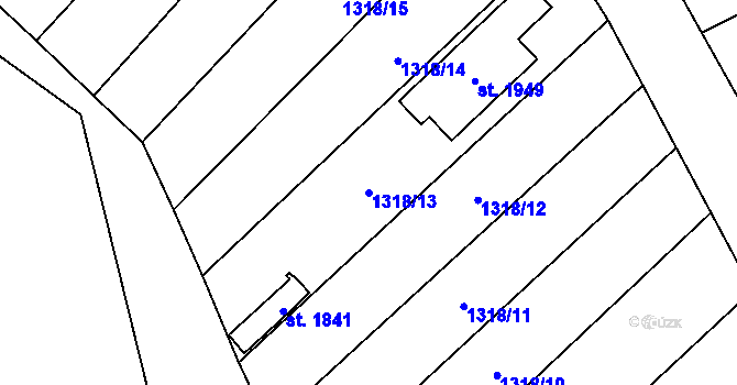 Parcela st. 1318/13 v KÚ Holýšov, Katastrální mapa