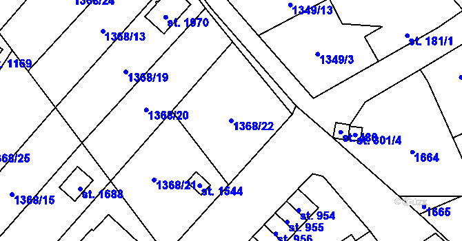 Parcela st. 1368/22 v KÚ Holýšov, Katastrální mapa