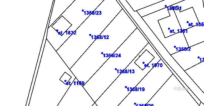 Parcela st. 1368/24 v KÚ Holýšov, Katastrální mapa