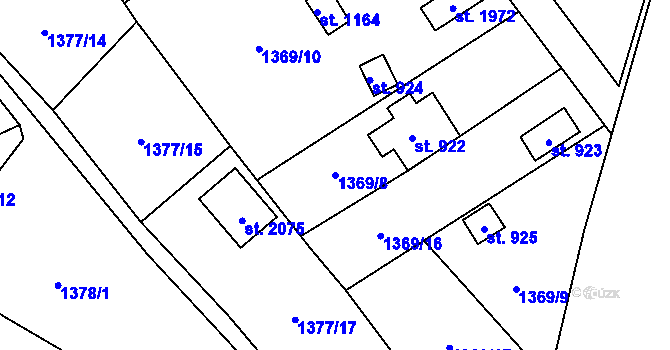 Parcela st. 1369/8 v KÚ Holýšov, Katastrální mapa