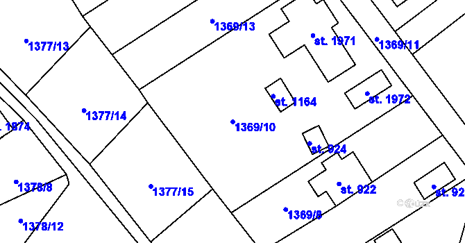 Parcela st. 1369/10 v KÚ Holýšov, Katastrální mapa