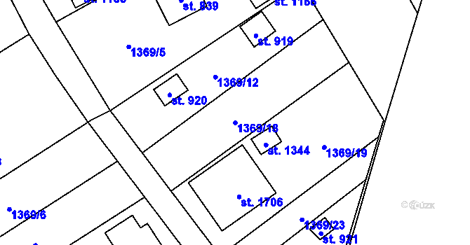 Parcela st. 1369/18 v KÚ Holýšov, Katastrální mapa