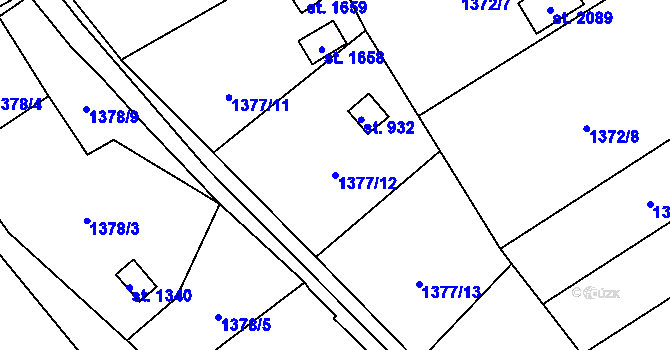 Parcela st. 1377/12 v KÚ Holýšov, Katastrální mapa