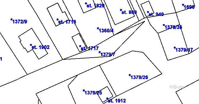 Parcela st. 1379/7 v KÚ Holýšov, Katastrální mapa