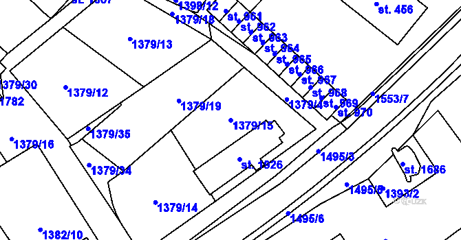 Parcela st. 1379/15 v KÚ Holýšov, Katastrální mapa