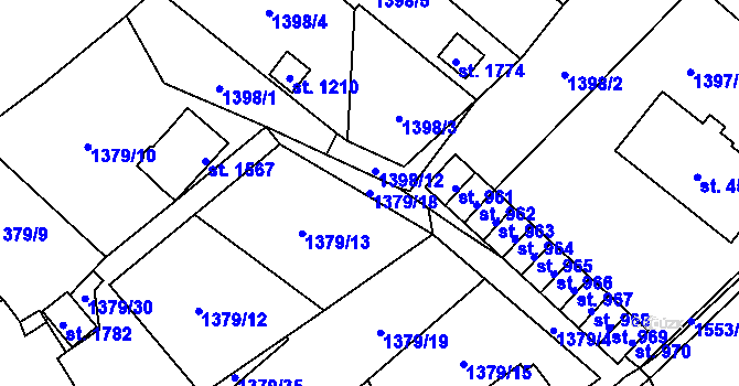 Parcela st. 1379/18 v KÚ Holýšov, Katastrální mapa