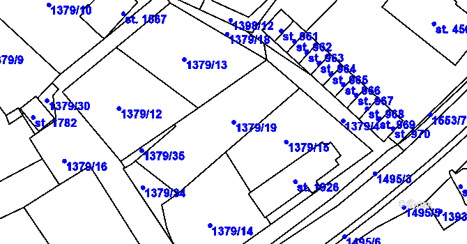 Parcela st. 1379/19 v KÚ Holýšov, Katastrální mapa